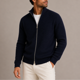 Cardigan Zippé en Maille Côtelée pour Homme - Pull Tricoté à Col Montant