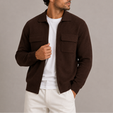 Veste Tricot Zippée pour Homme – Cardigan à Col avec Poches poitrine