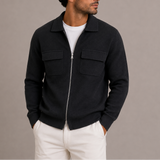 Veste Tricot Zippée pour Homme – Cardigan à Col avec Poches poitrine