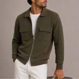 Veste Tricot Zippée pour Homme – Cardigan à Col avec Poches poitrine