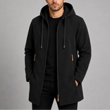 Manteau Long Homme Casual avec Capuche - Veste Extérieure Zipée