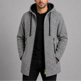 Manteau Long Homme Casual avec Capuche - Veste Extérieure Zipée