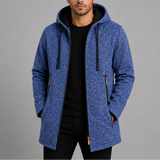 Manteau Long Homme Casual avec Capuche - Veste Extérieure Zipée
