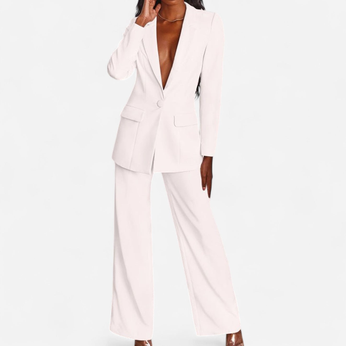 Pantalon Tailleur Élargi - Couleurs Audacieuses, Blazer Structuré