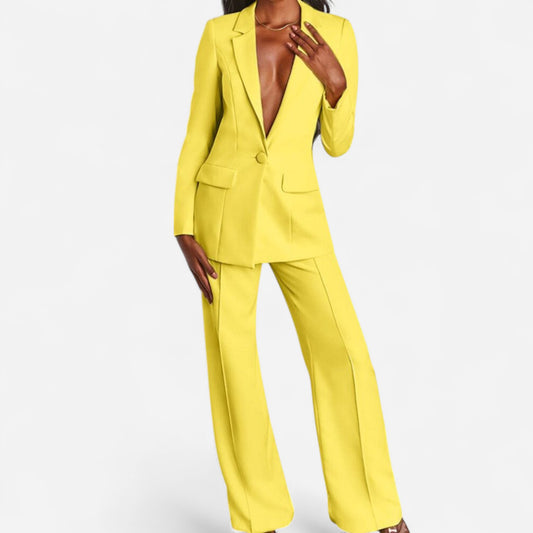 Pantalon Tailleur Élargi - Couleurs Audacieuses, Blazer Structuré