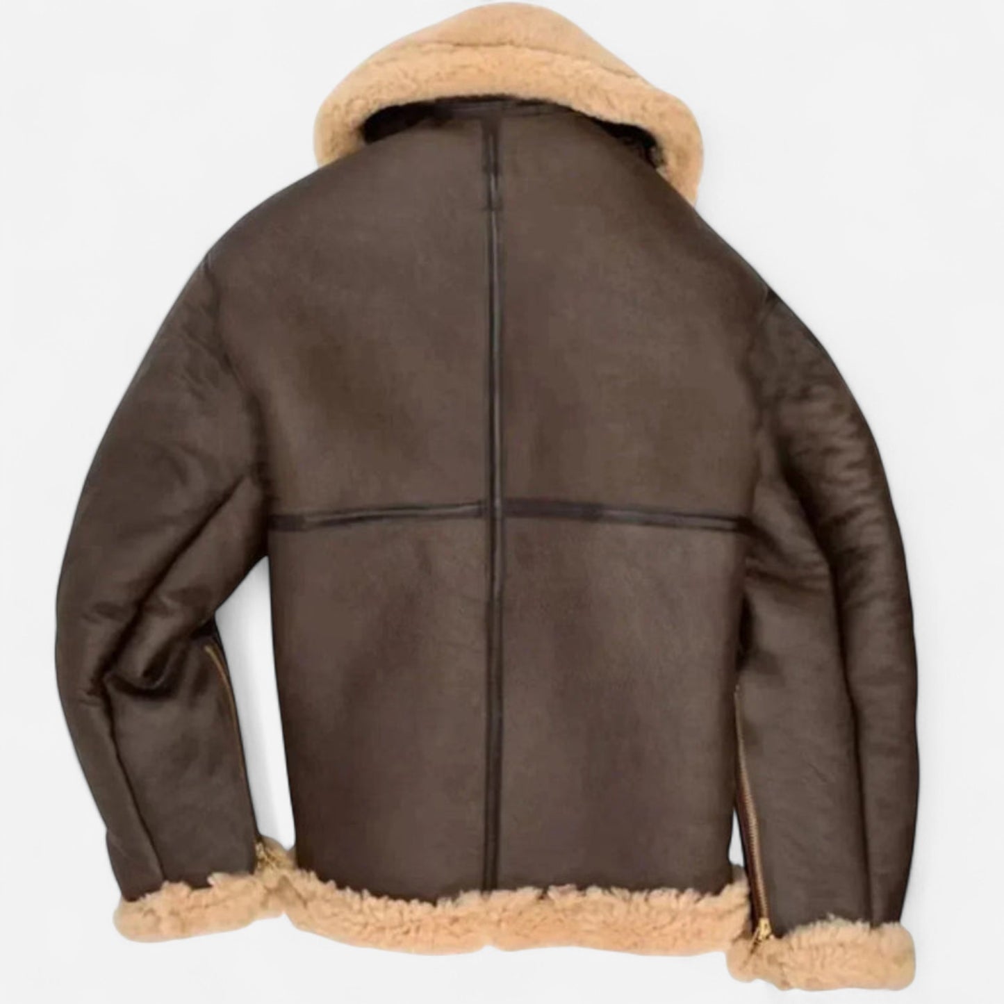 Veste Pilote en Laine de Mouton pour Homme - Style RAF, Col Élégant