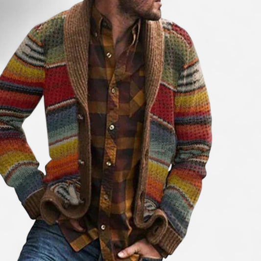 Cardigan en Coton Confortable pour Homme - Rayures Multicolores