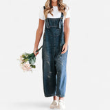 Salopette en Denim Distressé - Coupe Lâche avec Ourlet Reversé