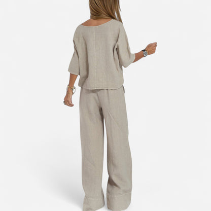 Lola - Élégant Ensemble en Coton-Lin pour un Confort Optimal