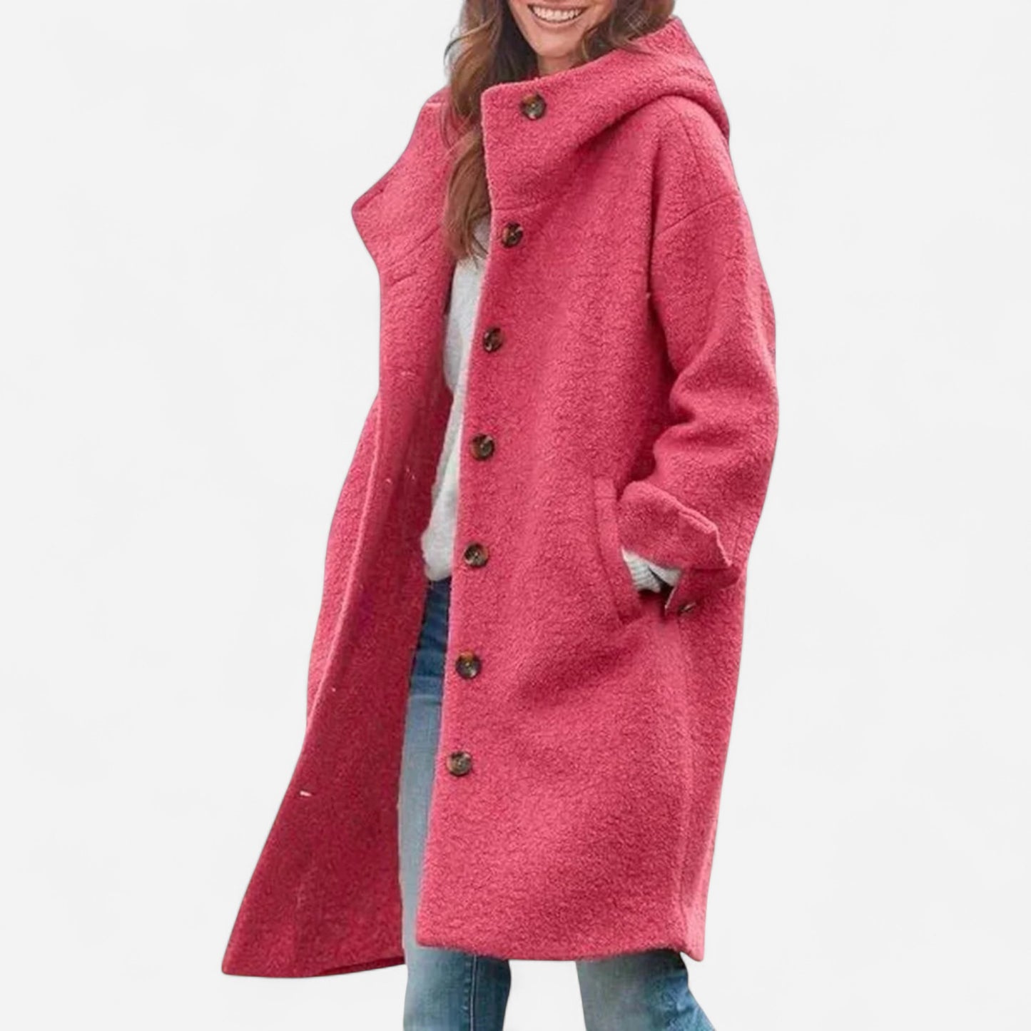 Astrid - Élégant maxi manteau à capuche pour l'automne