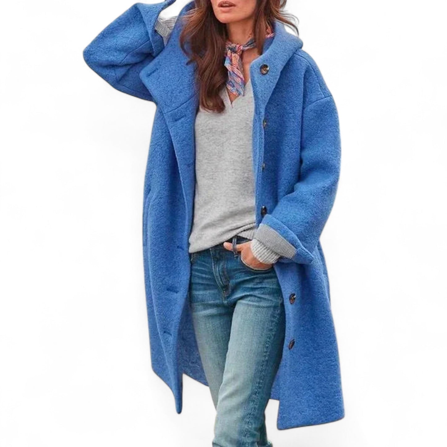Astrid - Élégant maxi manteau à capuche pour l'automne