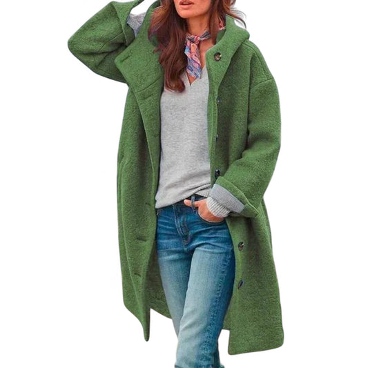 Astrid - Élégant maxi manteau à capuche pour l'automne