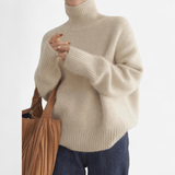 Québec Élégance Cardigan Collection Louise - Pull en cachemire à col roulé doux et élégant