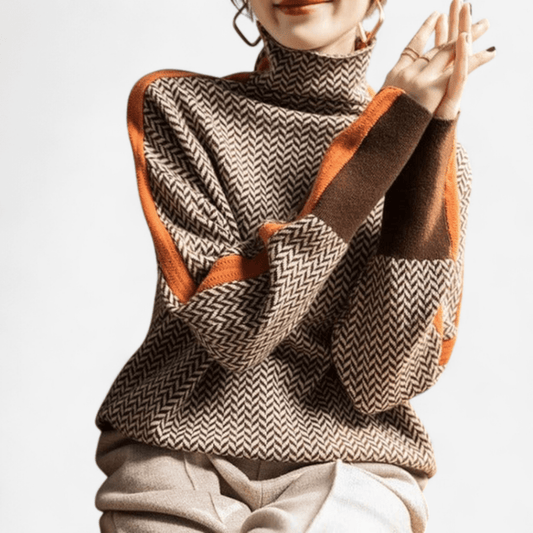 Québec Élégance Cardigan Collection Sofia - Col roulé en tricot mélange ultra doux et stylé