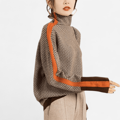 Québec Élégance Cardigan Collection Sofia - Col roulé en tricot mélange ultra doux et stylé