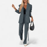 Québec Élégance Clothing set Gemma - Ensemble blazer confortable avec double rayure élégante