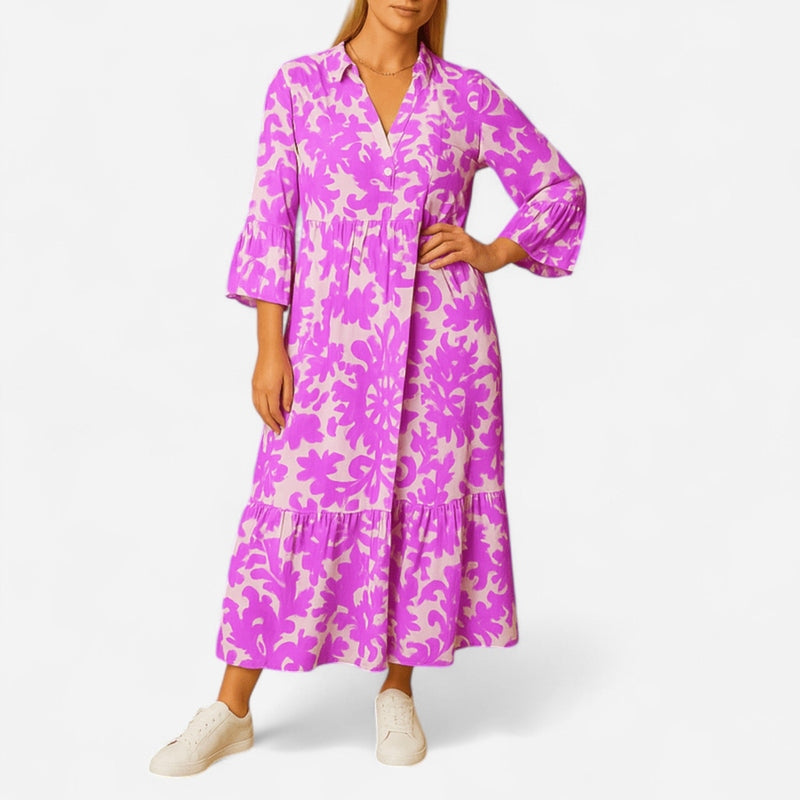 Québec Élégance Dress Annelie - Robe d'été élégante à décolleté en V pour femmes