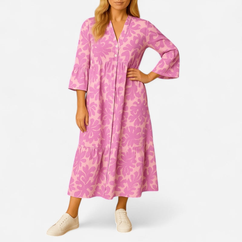Québec Élégance Dress Annelie - Robe d'été élégante à décolleté en V pour femmes