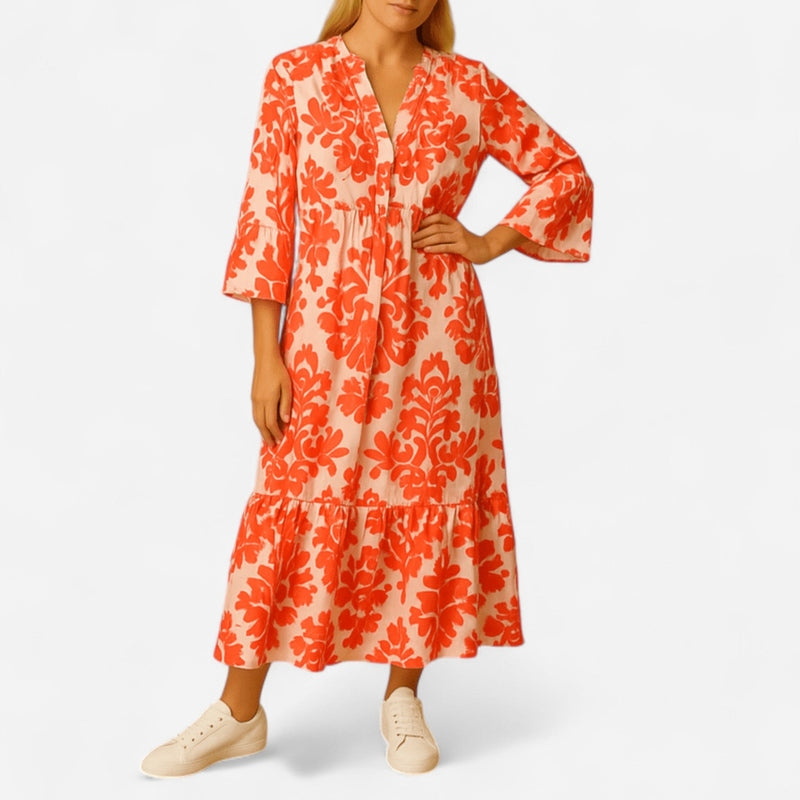 Québec Élégance Dress Annelie - Robe d'été élégante à décolleté en V pour femmes