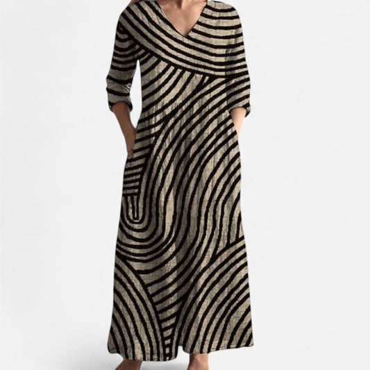Québec Élégance Dress Arianna - Robe Élégante à Rayures pour un Style Chic et Confortable