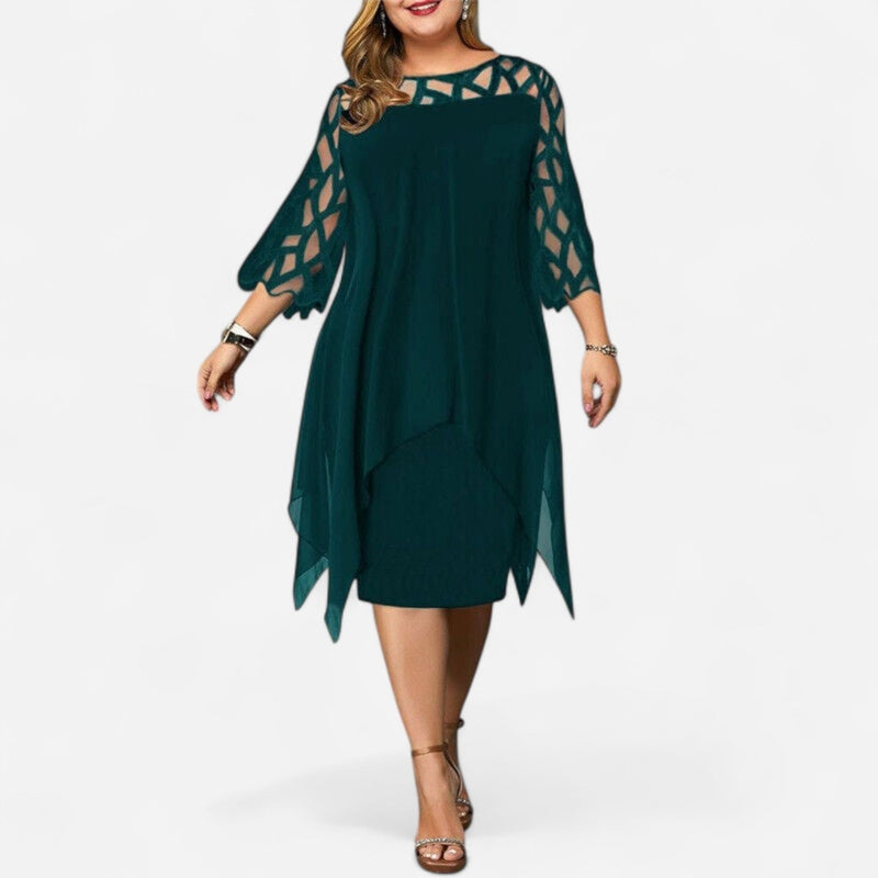 Québec Élégance Dress Cora - Robe Midi Chic Grande Taille pour Élégance et Confort