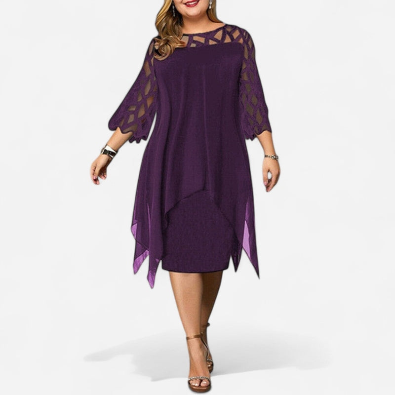 Québec Élégance Dress Cora - Robe Midi Chic Grande Taille pour Élégance et Confort