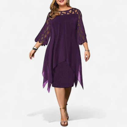 Québec Élégance Dress Cora - Robe Midi Chic Grande Taille pour Élégance et Confort
