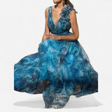 Québec Élégance Dress Debbie - Robe Longue Bleu Paon Élégante et Confortable