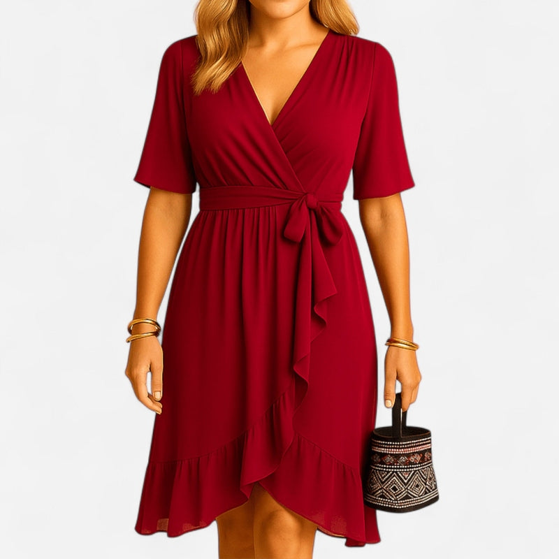 Québec Élégance Dress Elisabeth - Robe d'été chic à col en V pour femmes élégantes