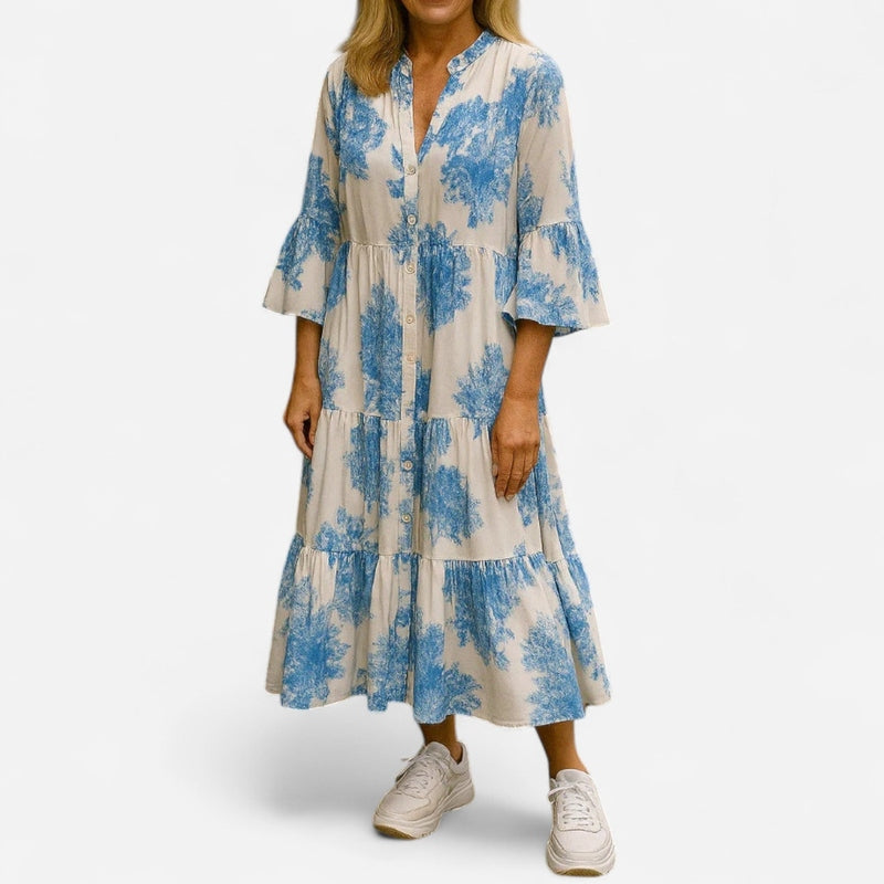 Québec Élégance Dresses Ava - Robe d'été élégante à col en V pour femmes, légère et chic
