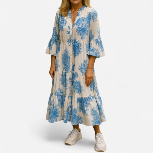 Québec Élégance Dresses Ava - Robe d'été élégante à col en V pour femmes, légère et chic