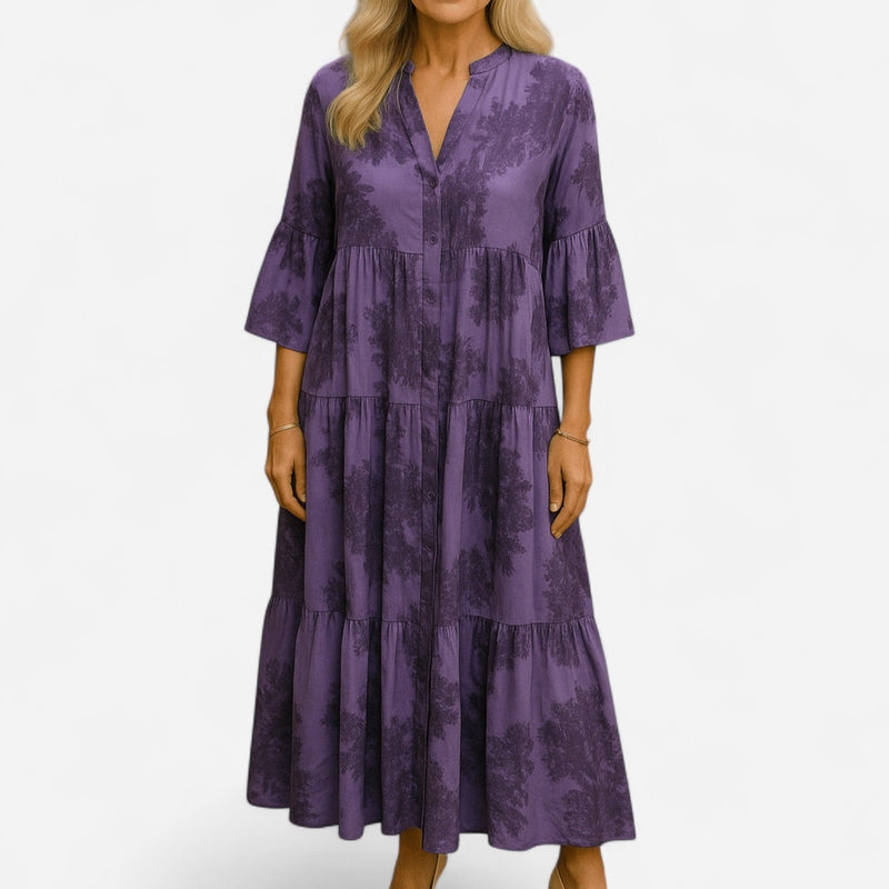 Québec Élégance Dresses Ava - Robe d'été élégante à col en V pour femmes, légère et chic