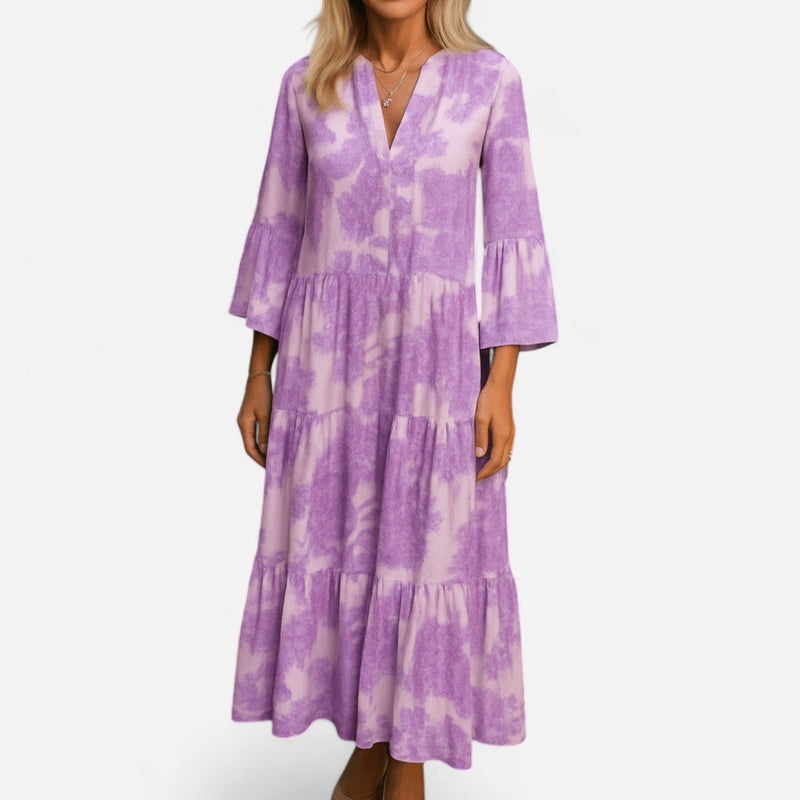 Québec Élégance Dresses Ava - Robe d'été élégante à col en V pour femmes, légère et chic