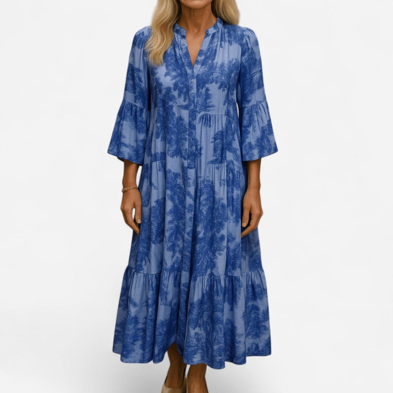 Québec Élégance Dresses Ava - Robe d'été élégante à col en V pour femmes, légère et chic