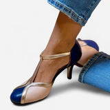 Québec Élégance Heels Fina - Sandales à Talons Bicolores Confortables et Élégantes