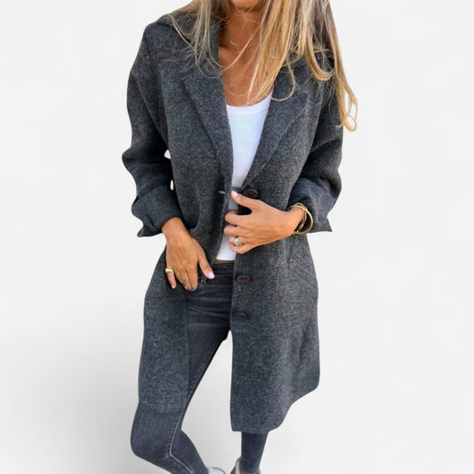 Jill - Manteau long décontracté avec revers en coton élégant