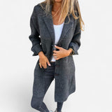 Jill - Manteau long décontracté avec revers en coton élégant