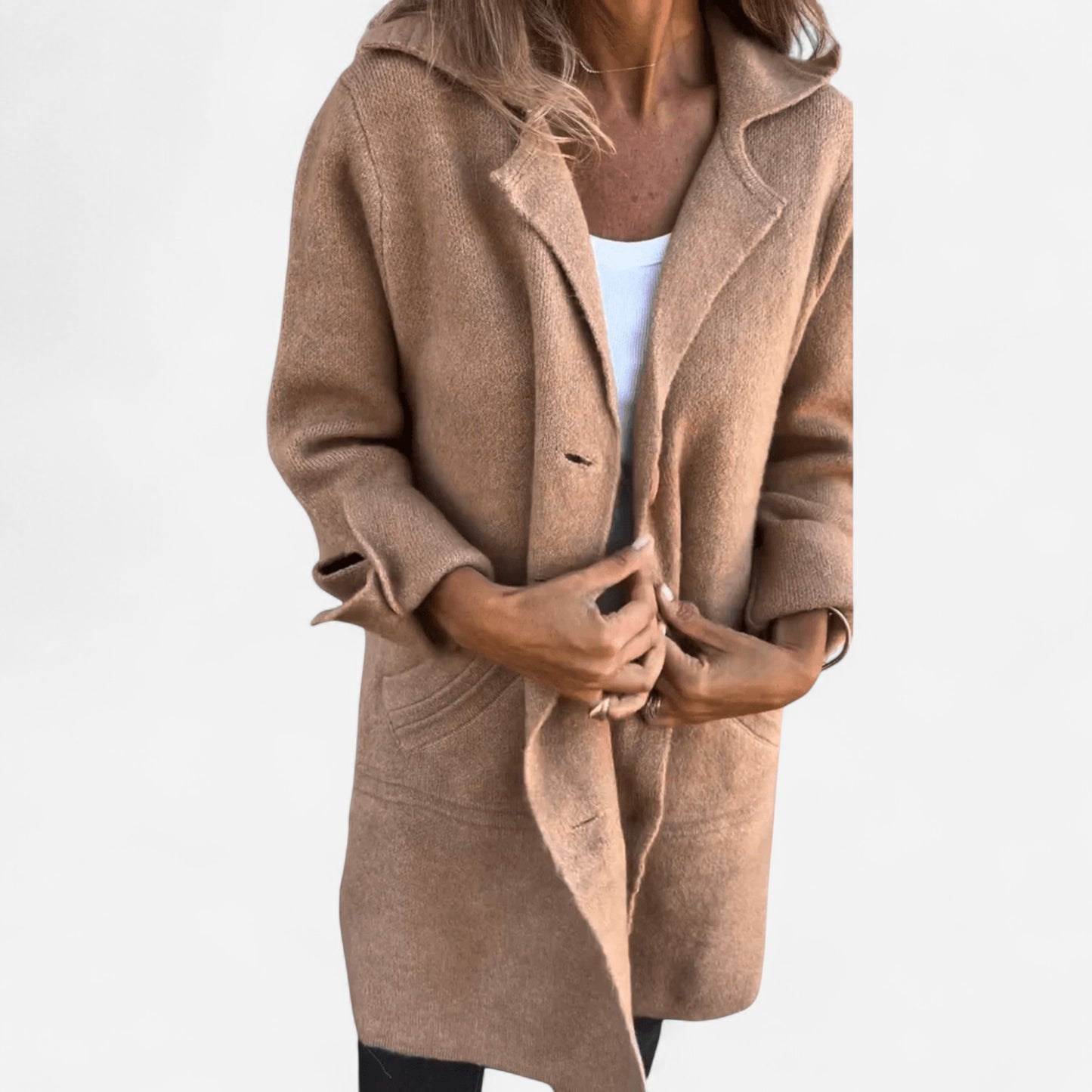 Jill - Manteau long décontracté avec revers en coton élégant