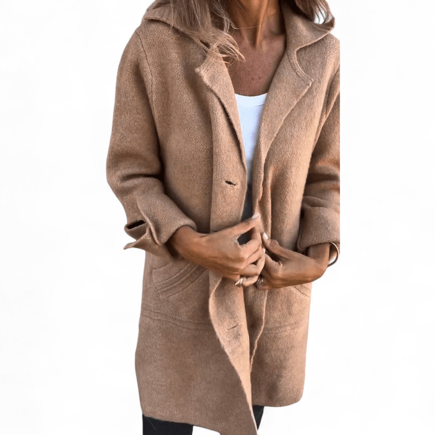 Jill - Manteau long décontracté avec revers en coton élégant
