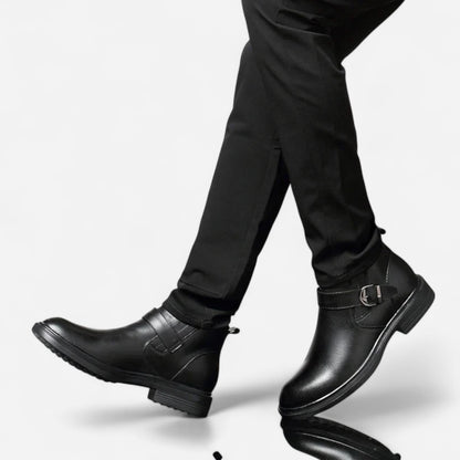 Québec Élégance Leather Shoes Liam - Bottines Rangers en Cuir Élégantes et Confortables