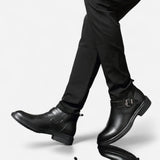 Québec Élégance Leather Shoes Liam - Bottines Rangers en Cuir Élégantes et Confortables