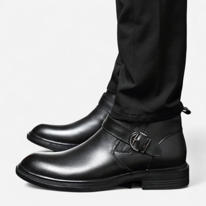 Québec Élégance Leather Shoes Liam - Bottines Rangers en Cuir Élégantes et Confortables