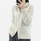 Québec Élégance Lila - Pull zippé en cachemire luxueux et confortable