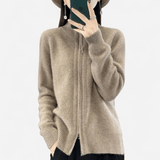 Québec Élégance Lila - Pull zippé en cachemire luxueux et confortable
