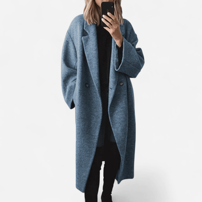 Québec Élégance Margot - Manteau d'affirmation élégant en gris oversize