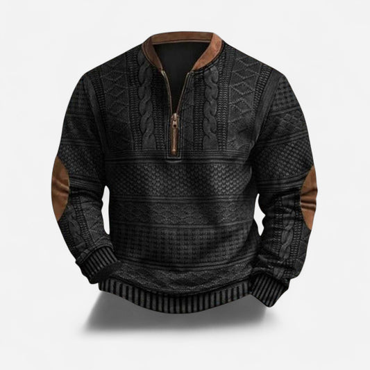 Andrei - Sweat zippé géométrique au style rétro et décontracté