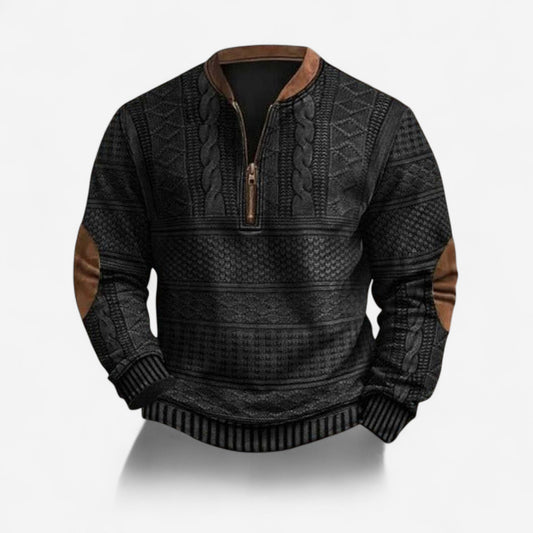 Andrei - Sweat zippé géométrique au style rétro et décontracté