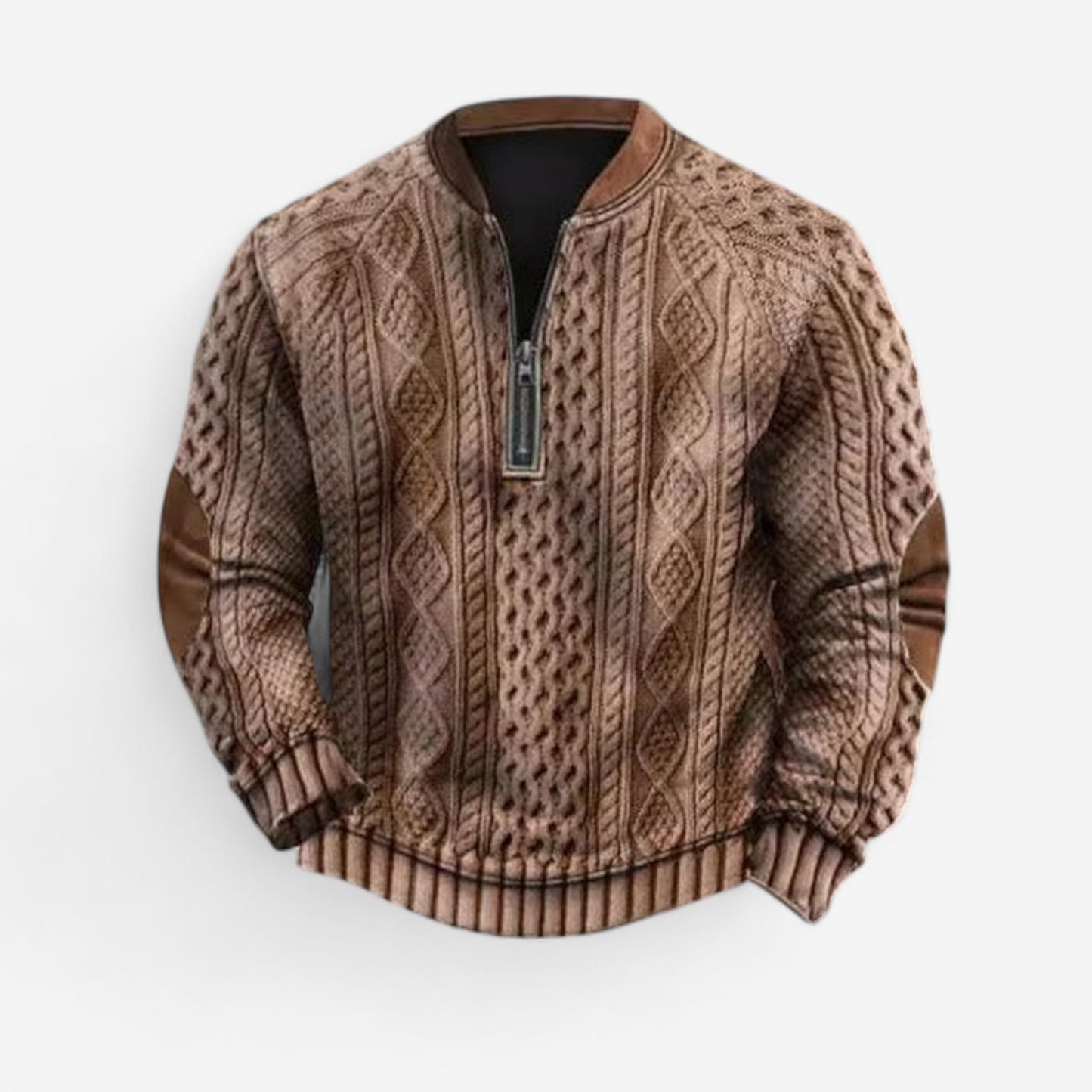 Andrei - Sweat zippé géométrique au style rétro et décontracté