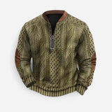 Andrei - Sweat zippé géométrique au style rétro et décontracté