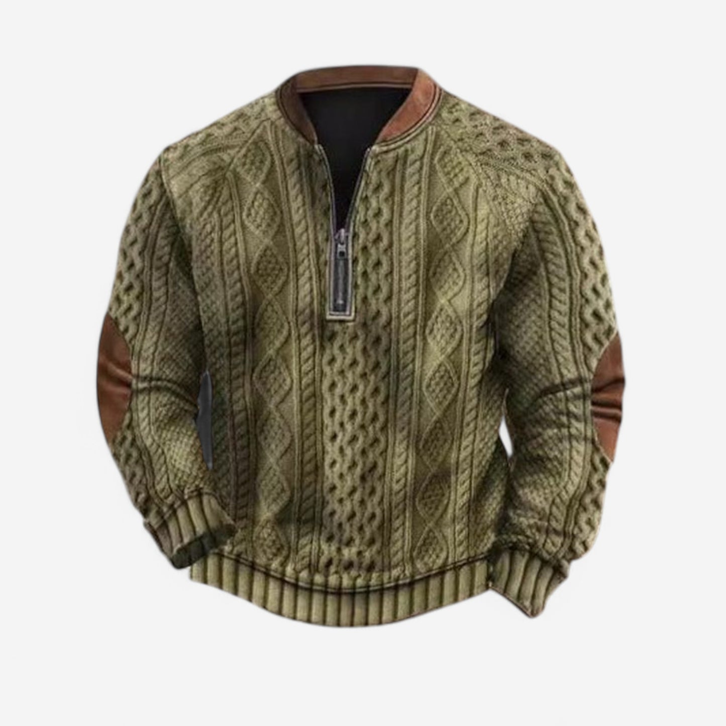 Andrei - Sweat zippé géométrique au style rétro et décontracté